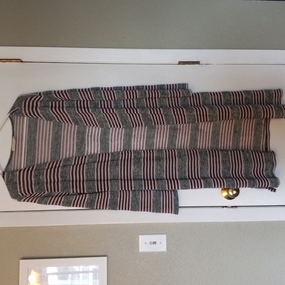 Nix & Nox black/white/red strip long cardigan sweater sz L NWT